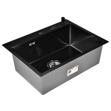 W36045B+сифон W02+дозатор WW405B, Кухонная мойка ГРАФИТ премиум WISENT 600*450  W36045B+сифон W02+дозатор WW405B, Кухонная мойка ГРАФИТ премиум WISENT 600*450