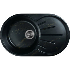 Мойка для кухни WA02-14 WISENT,из искуственного камня,мрамор чёрно-золотой (БЕЗ СИФОНА)