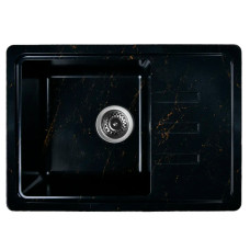 Мойка для кухни WB15-14 WISENT,из искуственного камня,мрамор черный-золотой (БЕЗ СИФОНА)